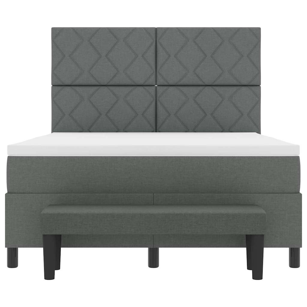 Box spring seng med hovedgærde Mørkegrå 140 x 190 cm Stof