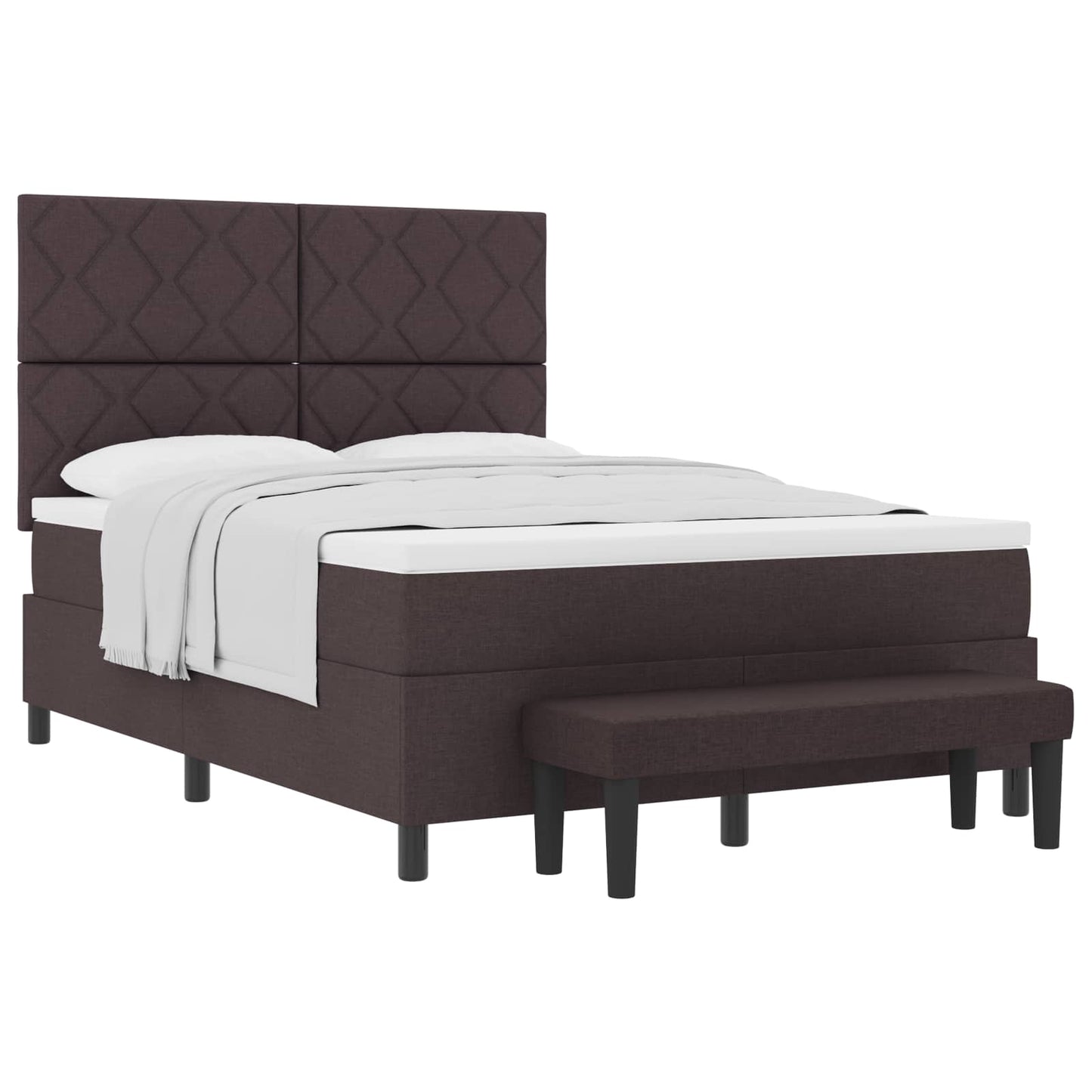 Box spring seng med hovedgærde Mørk Brun 140 x 190 cm Stof