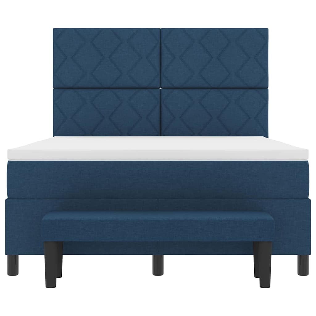 Box spring seng med hovedgærde Blå 140 x 190 cm Stof