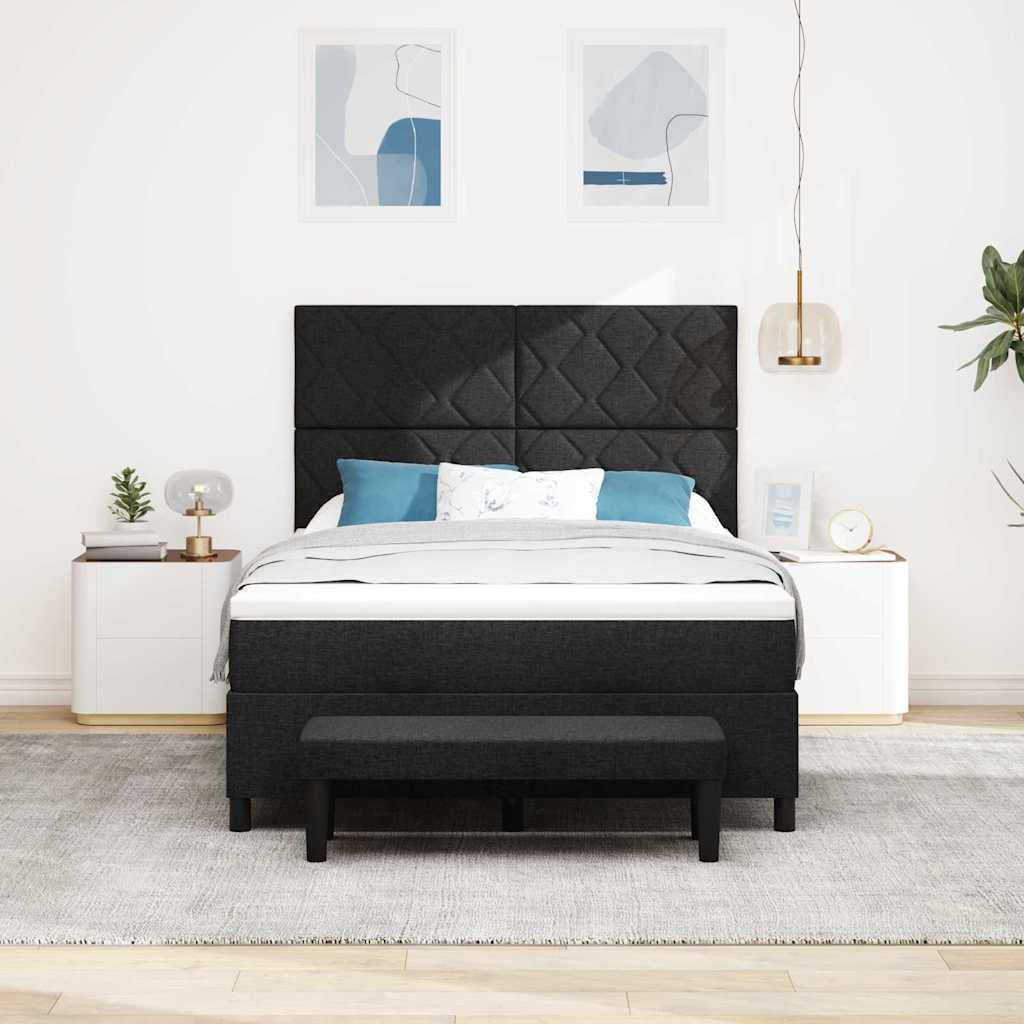 Box spring seng med hovedgærde Sort 140 x 200 cm Stof