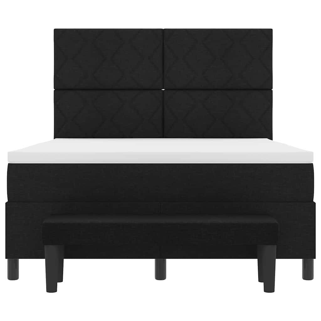 Box spring seng med hovedgærde Sort 140 x 200 cm Stof