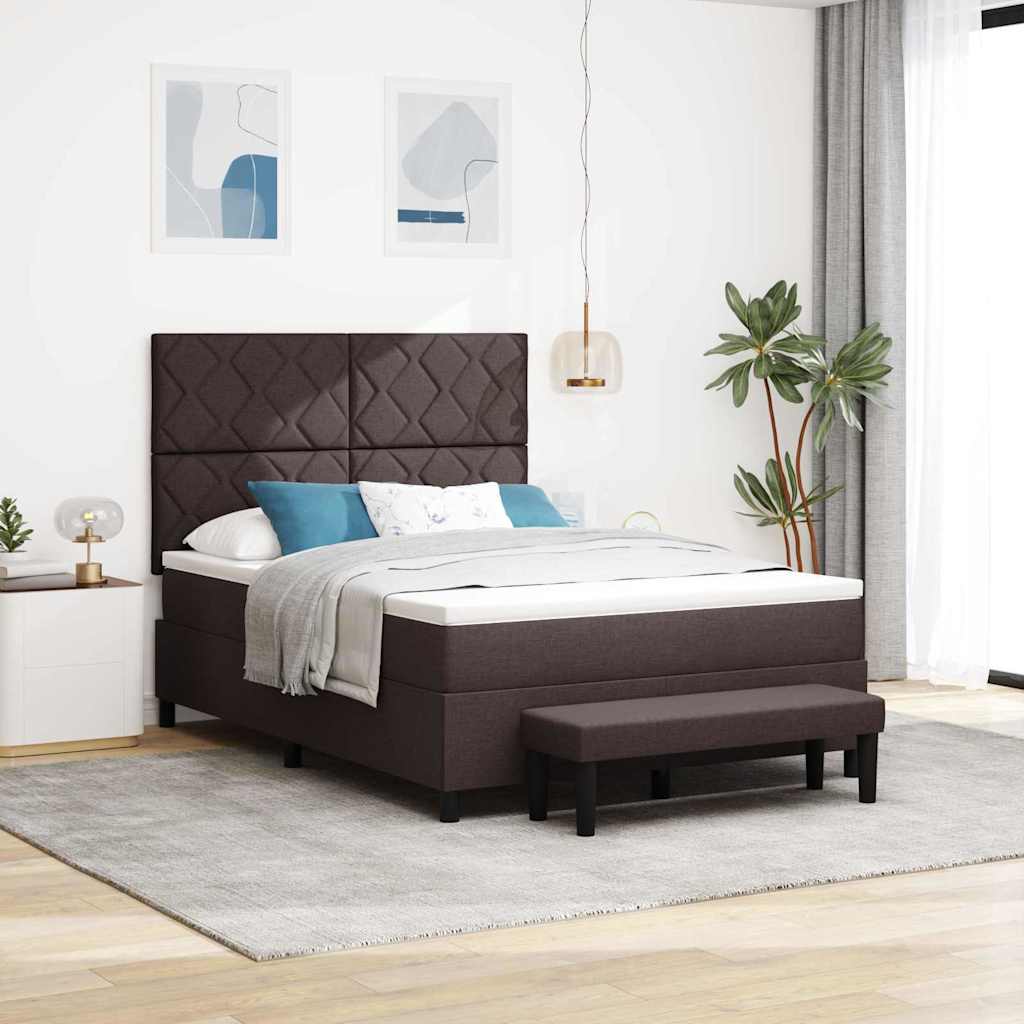 Box spring seng med hovedgærde Mørk Brun 140 x 200 cm Stof