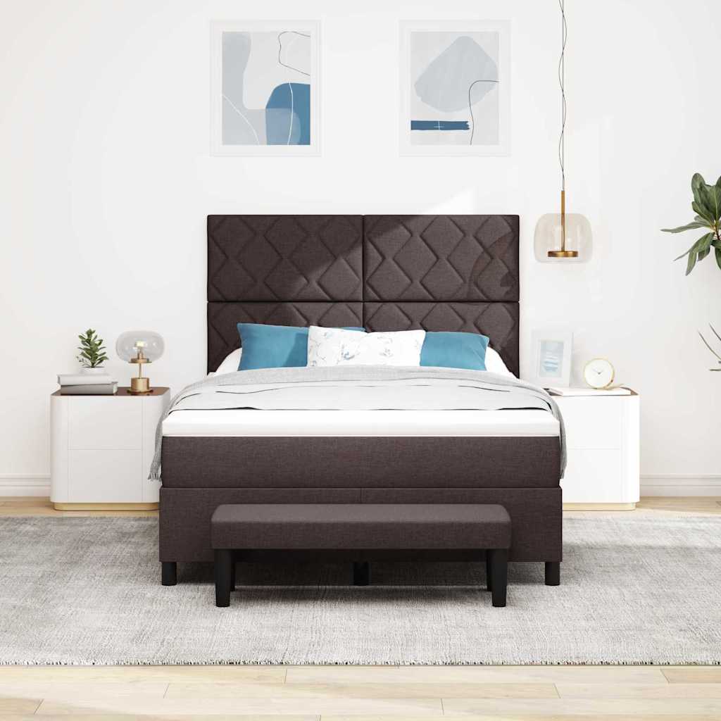 Box spring seng med hovedgærde Mørk Brun 140 x 200 cm Stof