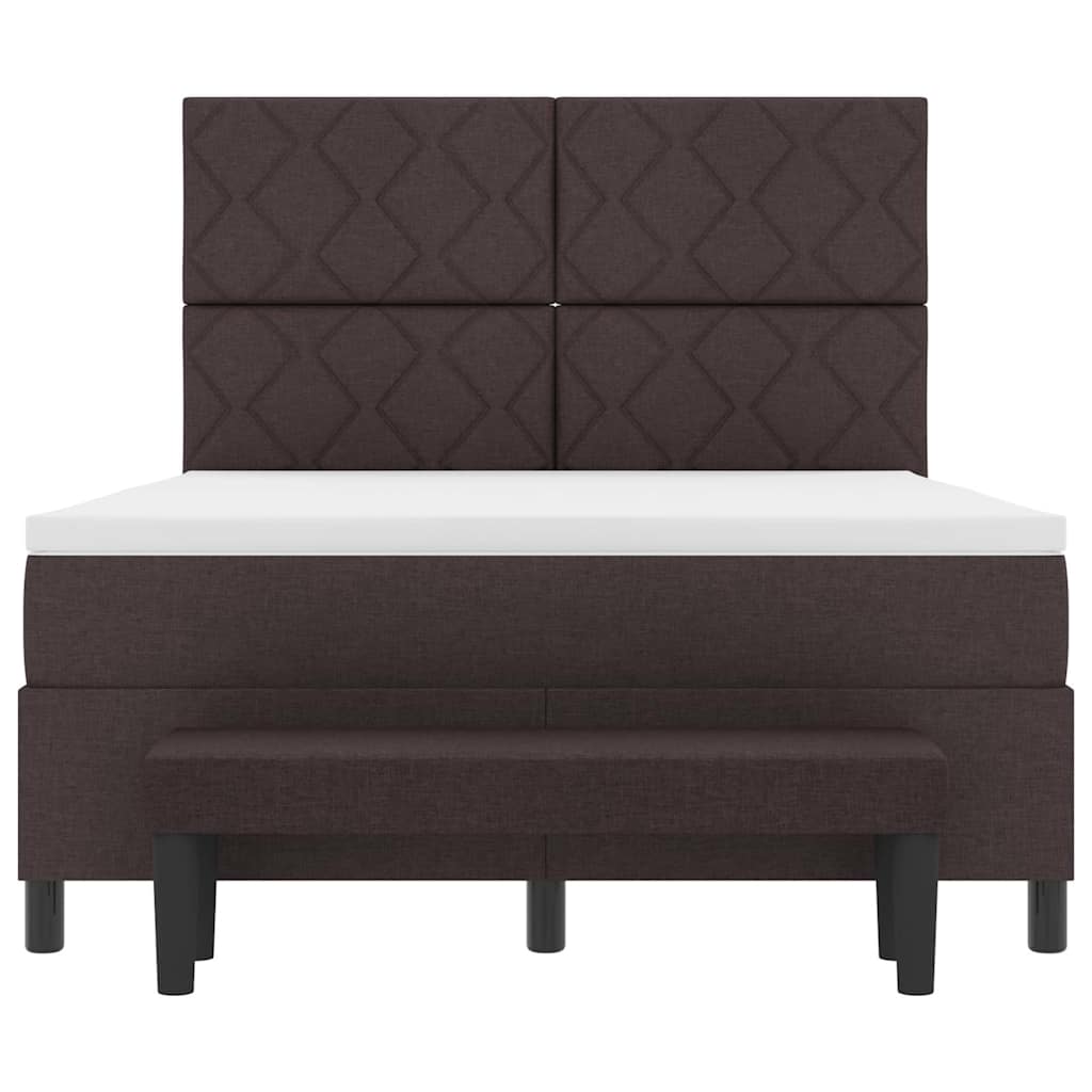Box spring seng med hovedgærde Mørk Brun 140 x 200 cm Stof