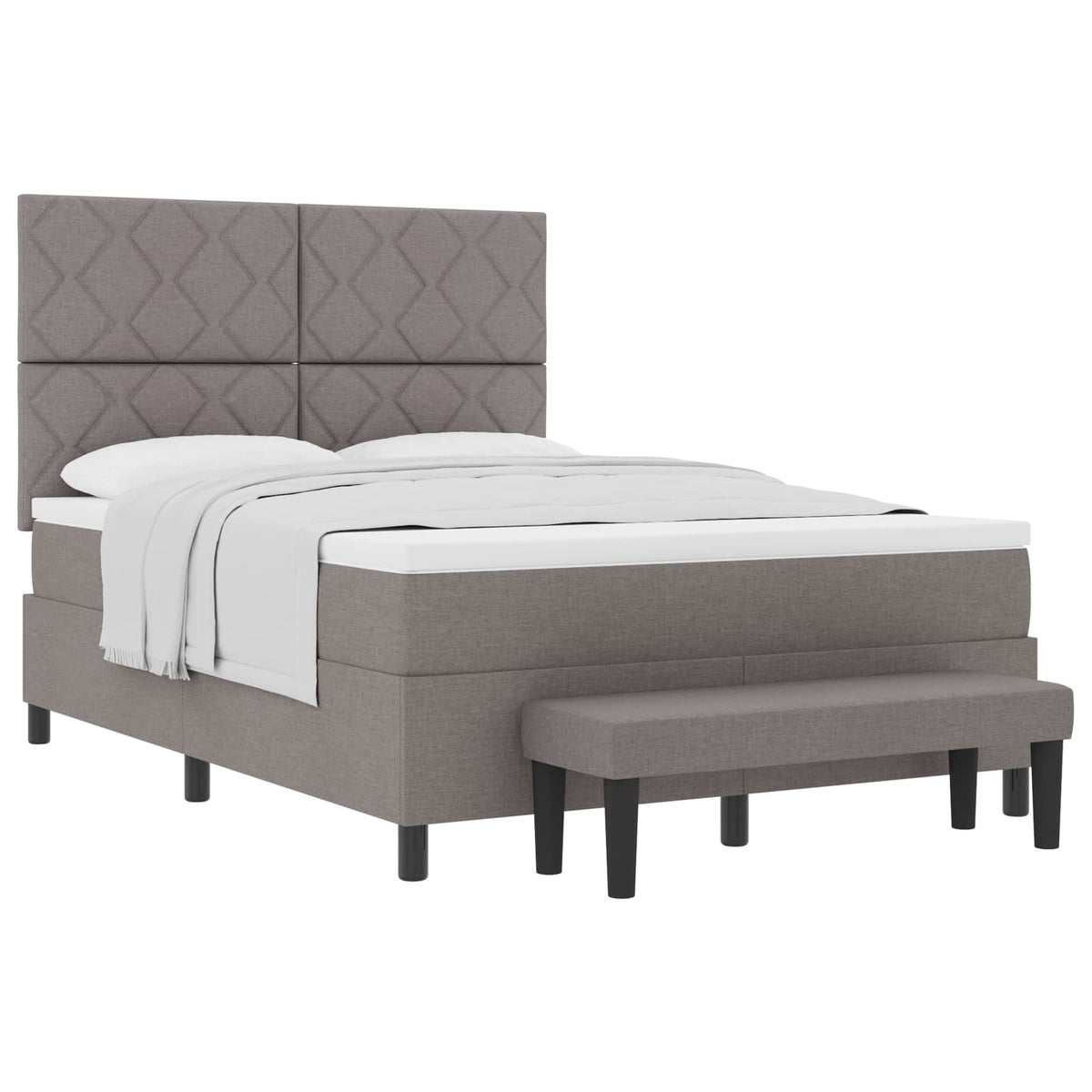 Box spring seng med pude Gråbrun 140 x 200 cm Stof