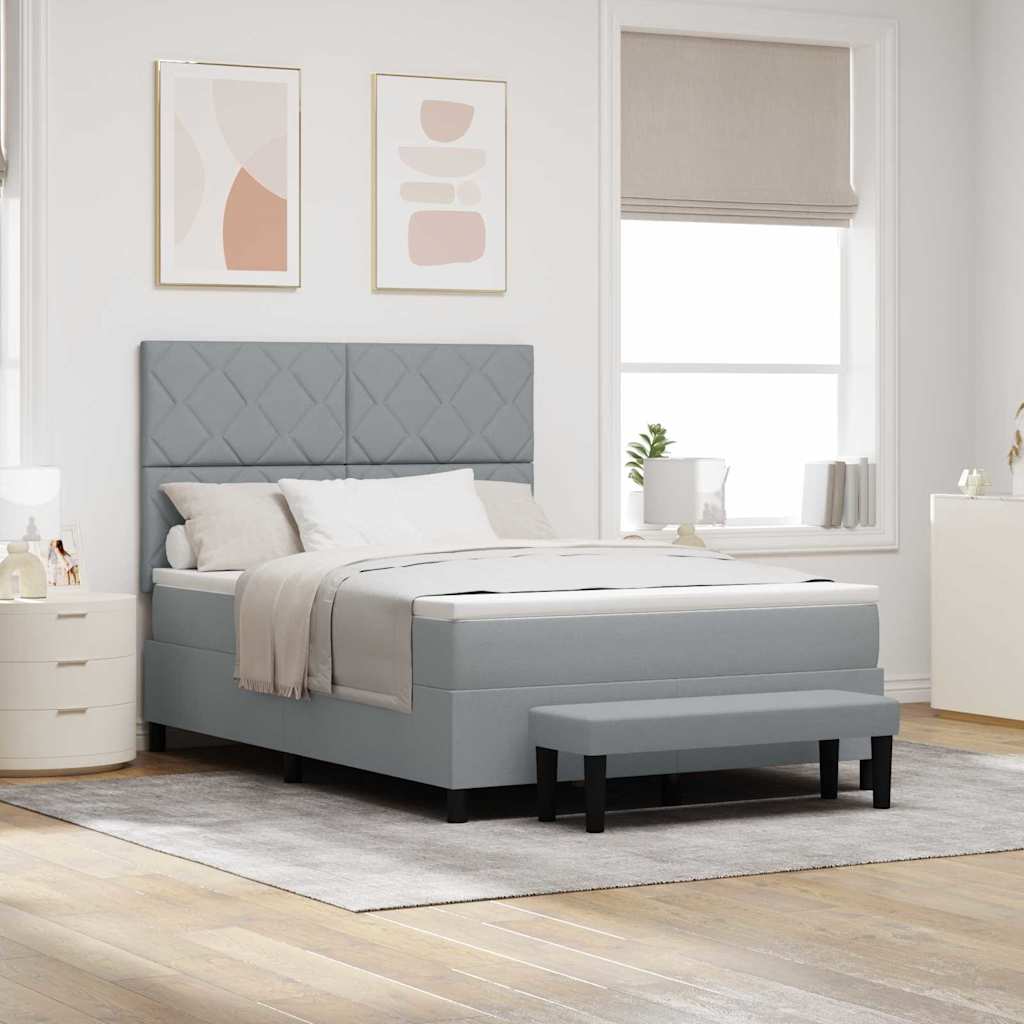 Box spring seng med hovedgærde Lysegrå 160 x 200 cm Stof