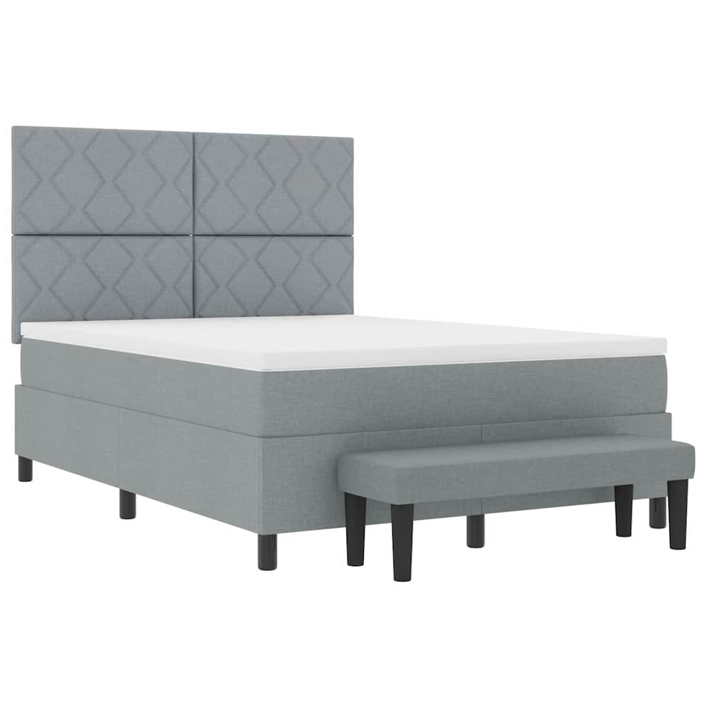 Box spring seng med hovedgærde Lysegrå 160 x 200 cm Stof