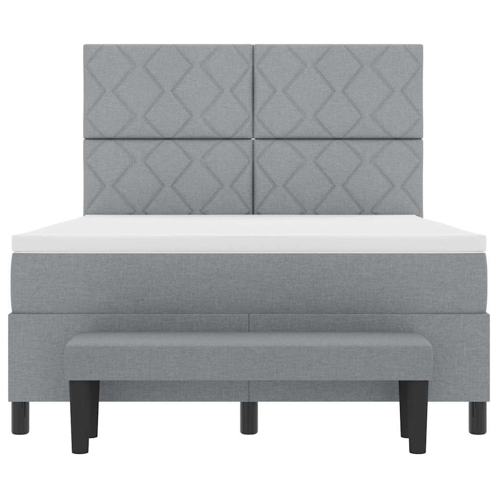Box spring seng med hovedgærde Lysegrå 160 x 200 cm Stof