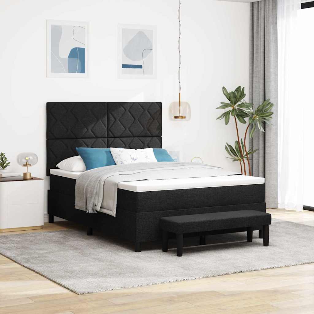 Box spring seng med hovedgærde Sort 160 x 200 cm Stof