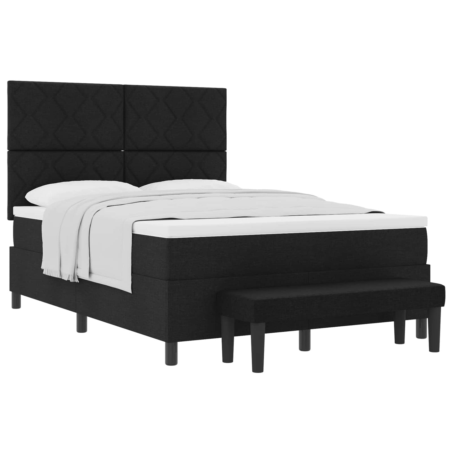 Box spring seng med hovedgærde Sort 160 x 200 cm Stof