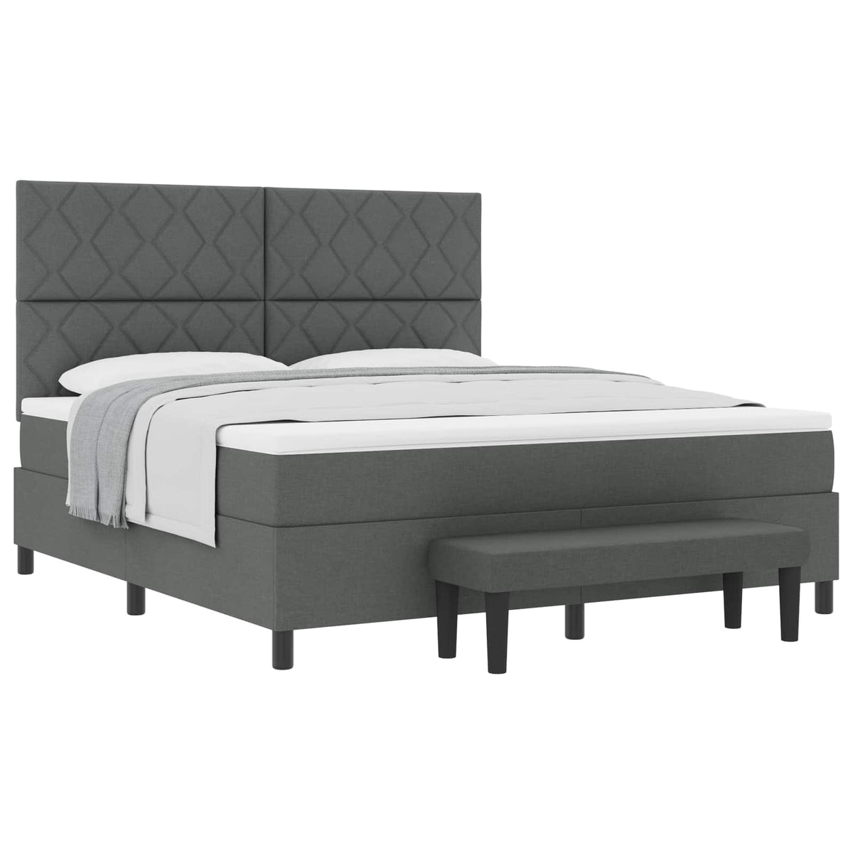 Box spring seng med hovedgærde Mørkegrå 180 x 200 cm Stof
