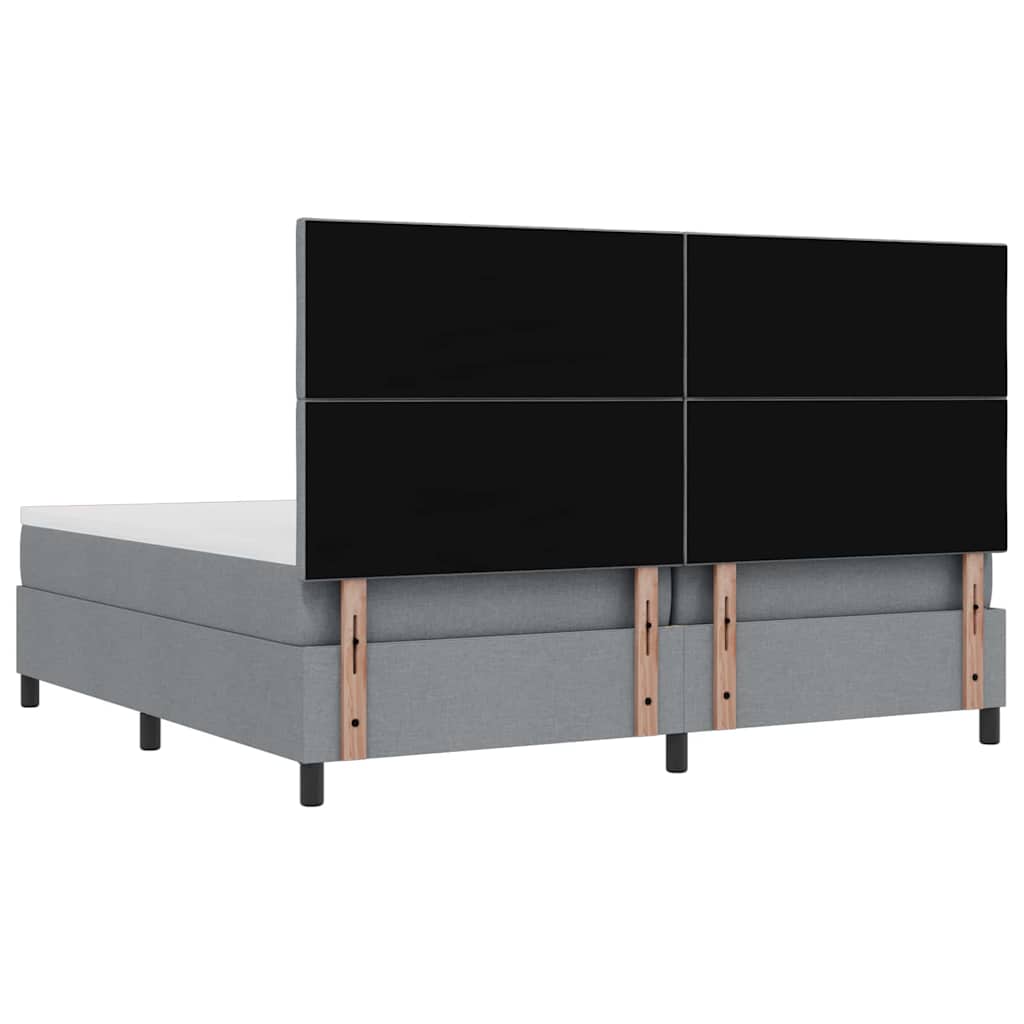 Box spring seng med hovedgærde Lysegrå 200 x 200 cm Stof