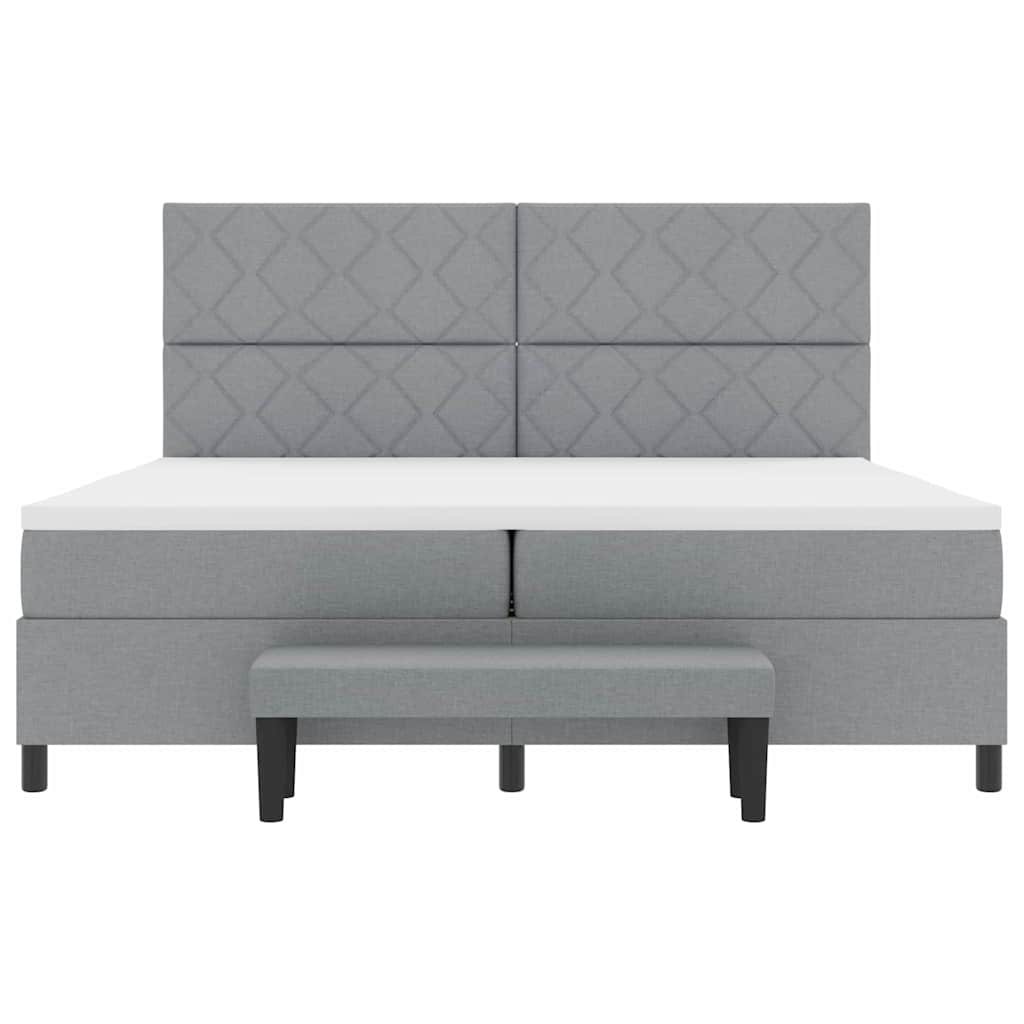 Box spring seng med hovedgærde Lysegrå 200 x 200 cm Stof
