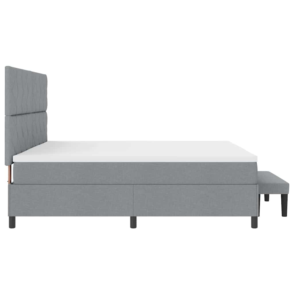 Box spring seng med hovedgærde Lysegrå 200 x 200 cm Stof