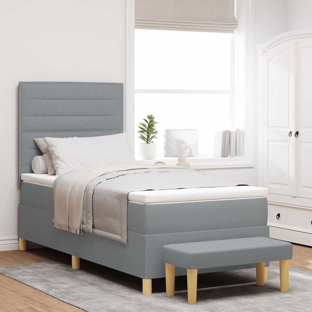 Box spring seng med hovedgærde Lysegrå 200 x 80 cm Stof