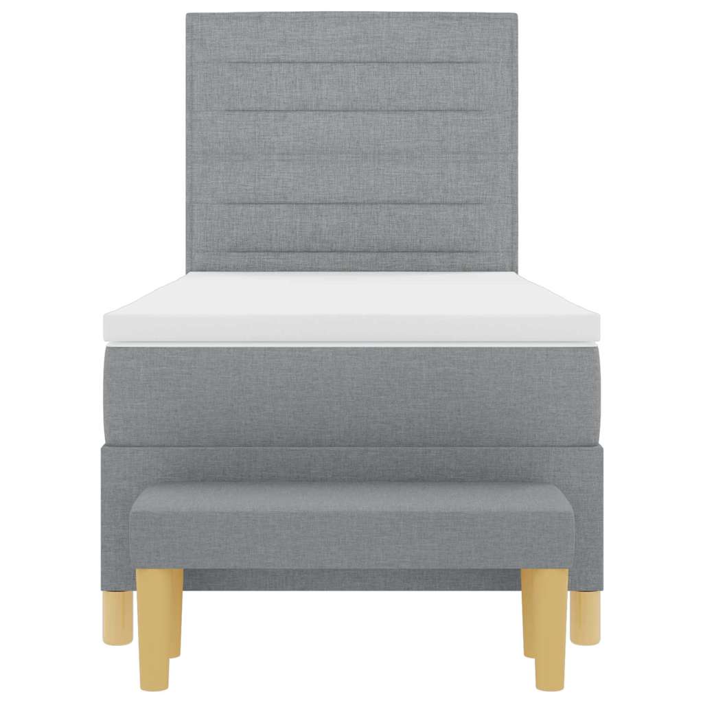 Box spring seng med hovedgærde Lysegrå 200 x 80 cm Stof