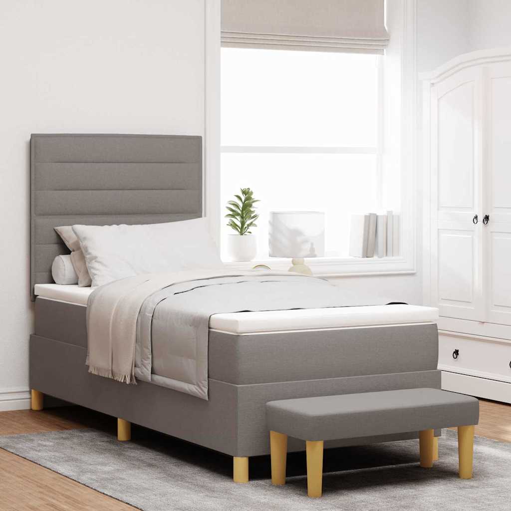 Box spring seng med pude Gråbrun 200 x 90 cm Stof