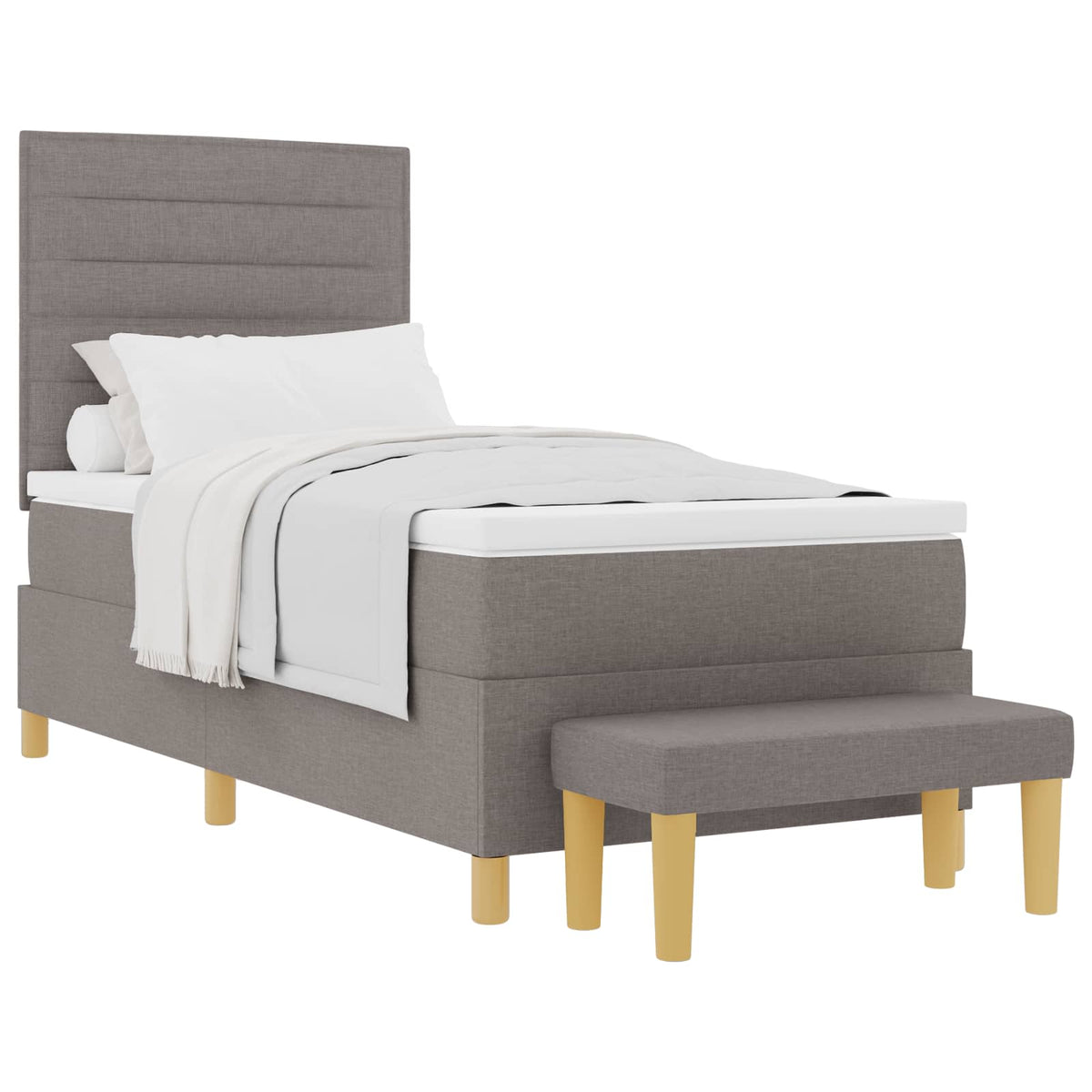 Box spring seng med pude Gråbrun 200 x 90 cm Stof