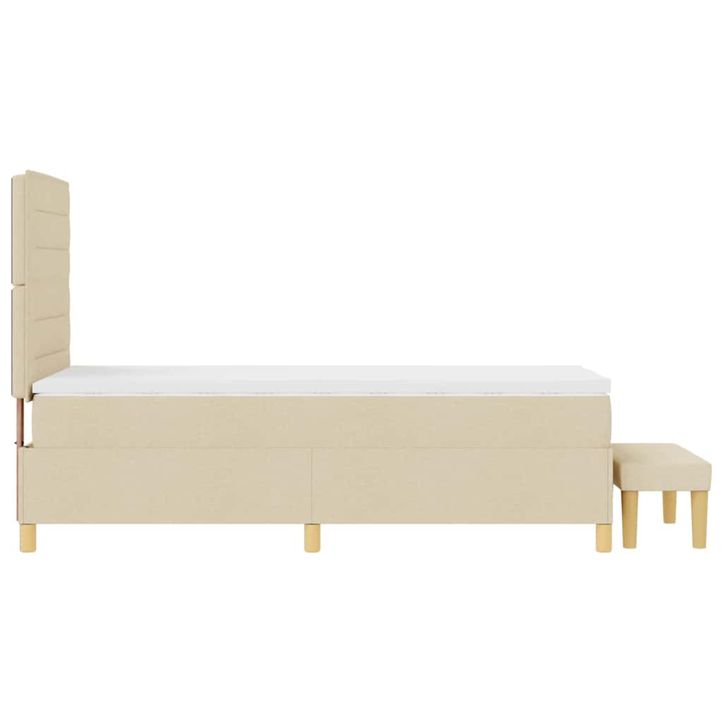 Box spring seng med hovedgærde Creme 200 x 90 cm Stof