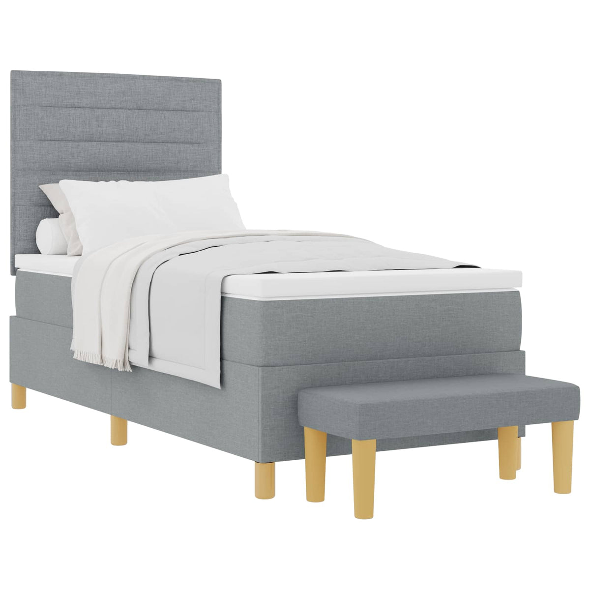 Box spring seng med hovedgærde Lysegrå 190 x 90 cm Stof