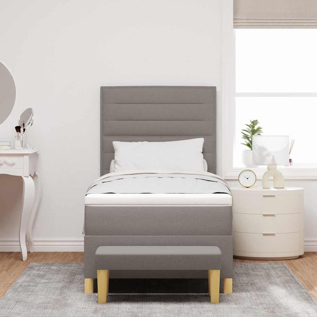 Box spring seng med hovedgærde Gråbrun 200 x 90 cm Stof