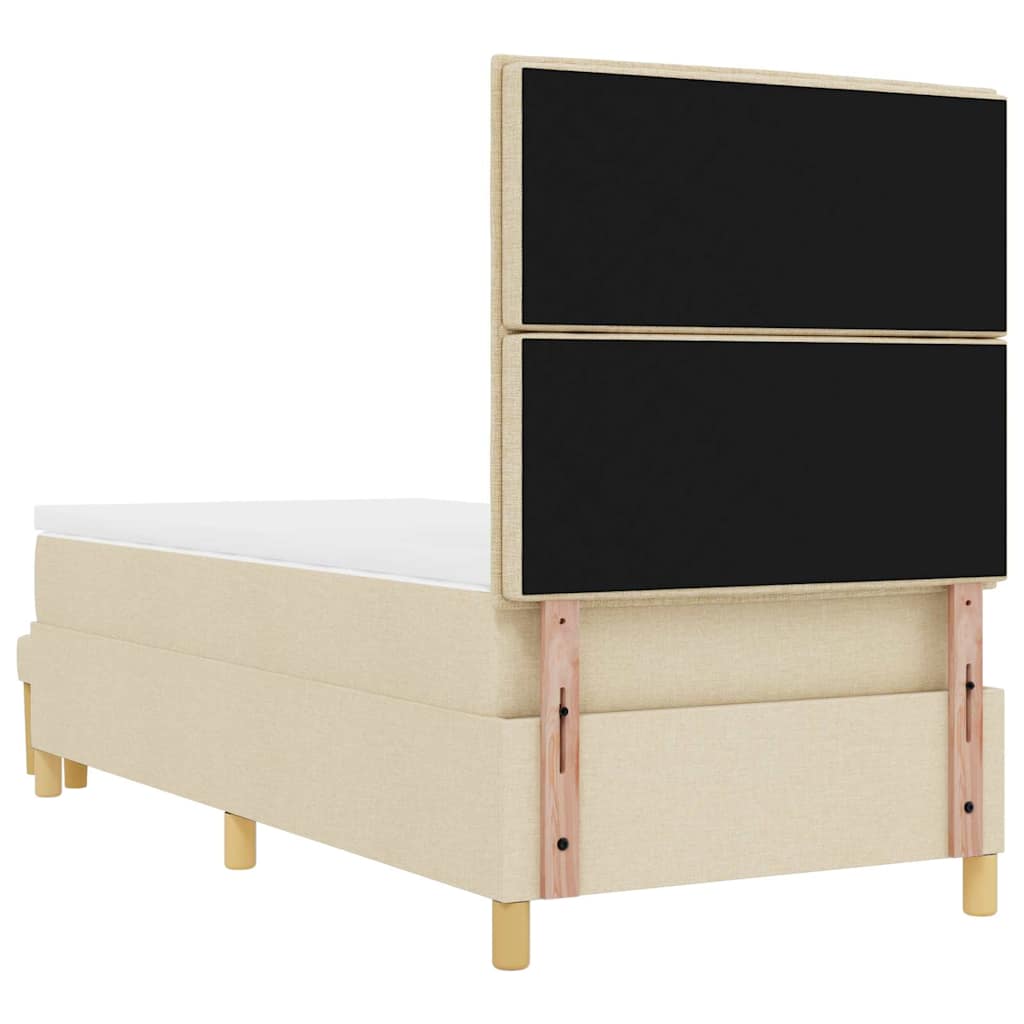 Box spring seng med hovedgærde Creme 200 x 90 cm Stof