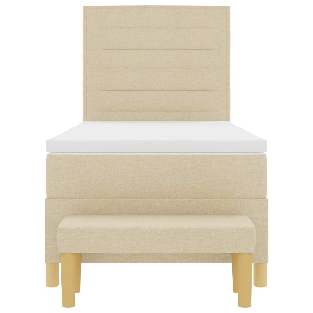 Box spring seng med hovedgærde Creme 200 x 90 cm Stof