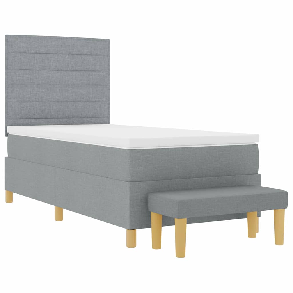 Box spring seng med pude Lysegrå 200 x 90 cm Stof