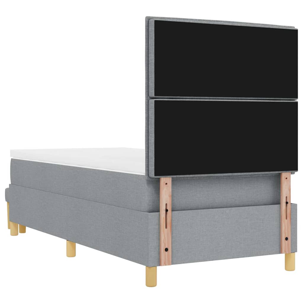 Box spring seng med pude Lysegrå 200 x 90 cm Stof