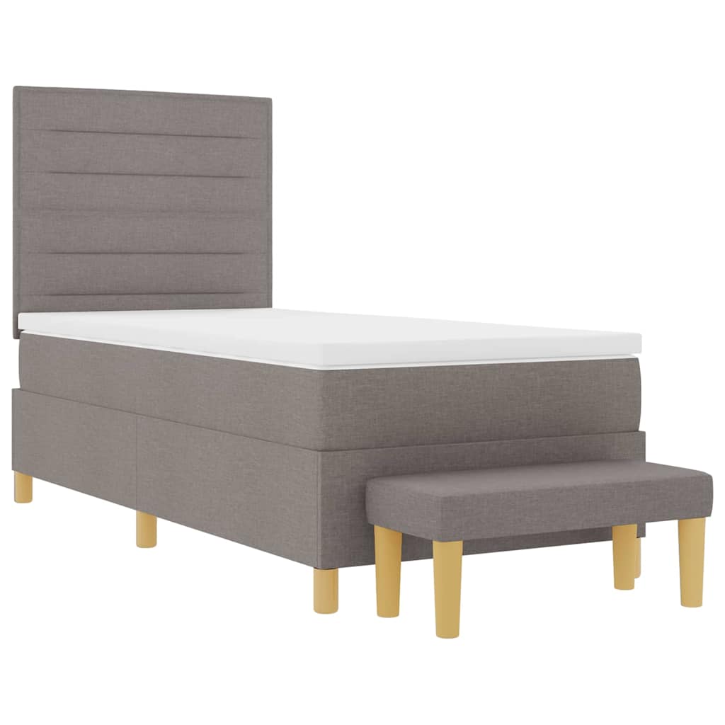 Box spring seng med hovedgærde Gråbrun 200 x 90 cm Stof