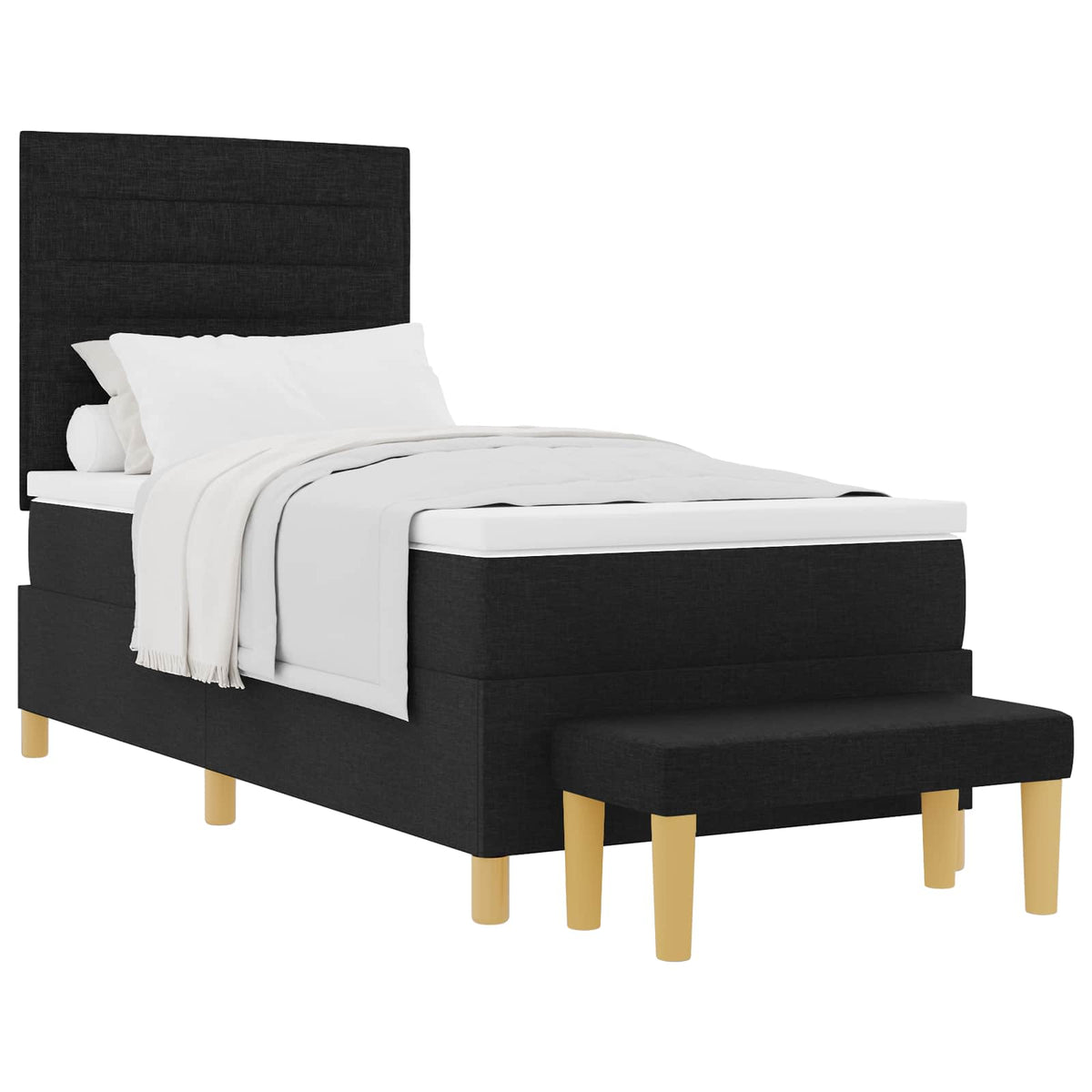Box spring seng med hovedgærde Sort 200 x 90 cm Stof