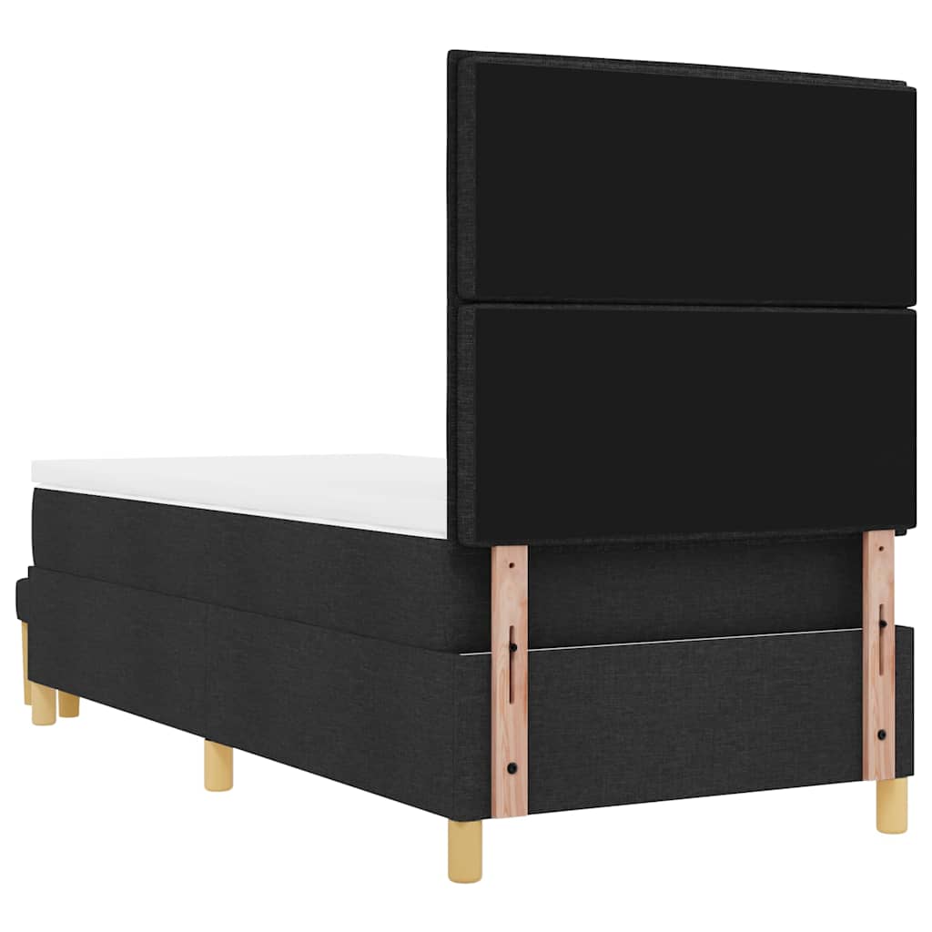 Box spring seng med hovedgærde Sort 200 x 90 cm Stof
