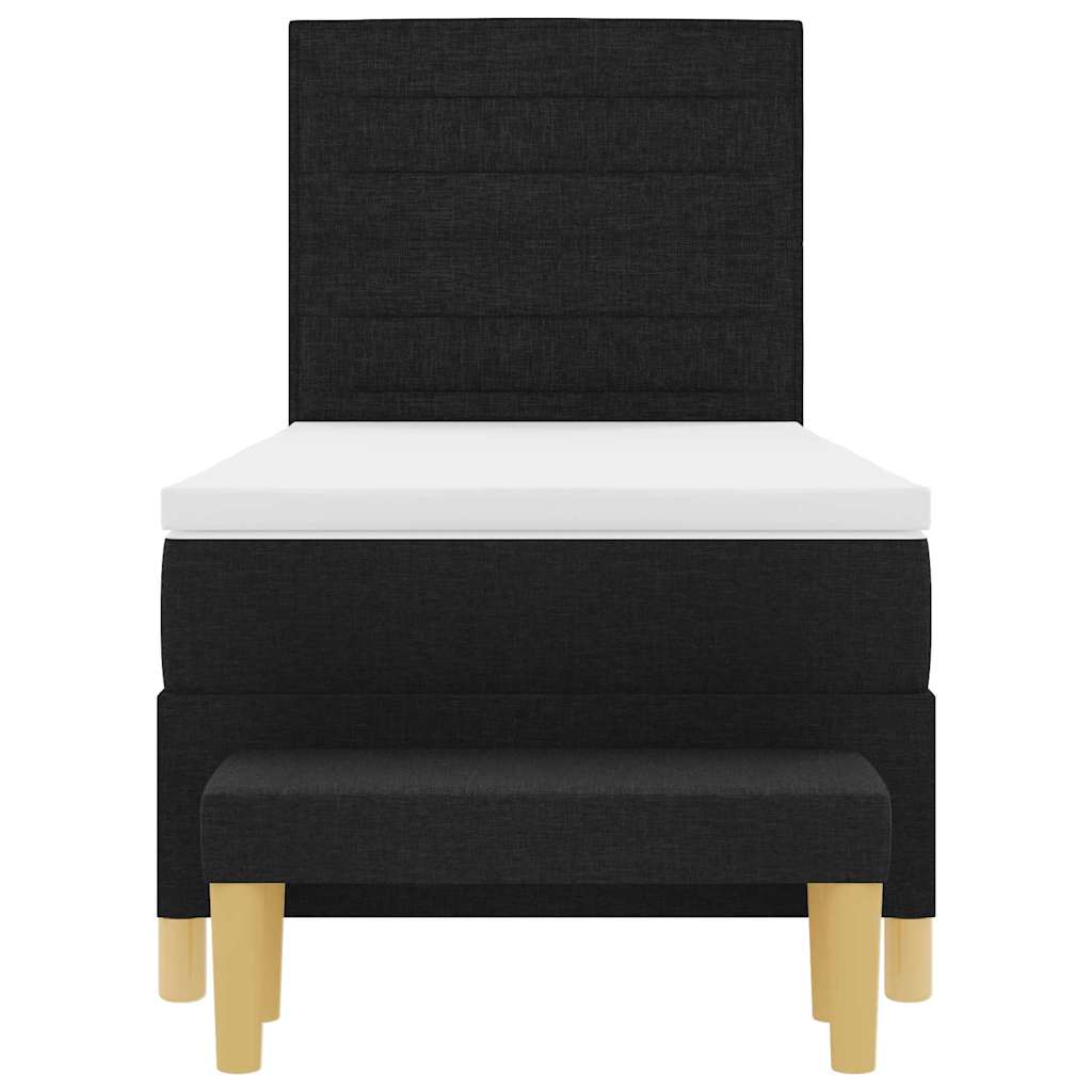 Box spring seng med hovedgærde Sort 200 x 90 cm Stof