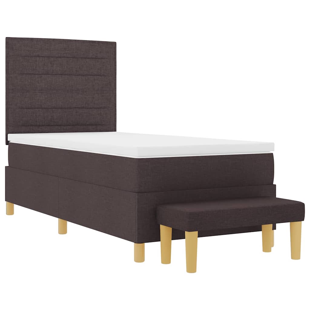Box spring seng med hovedgærde Mørkebrun 200 x 90 cm Stof