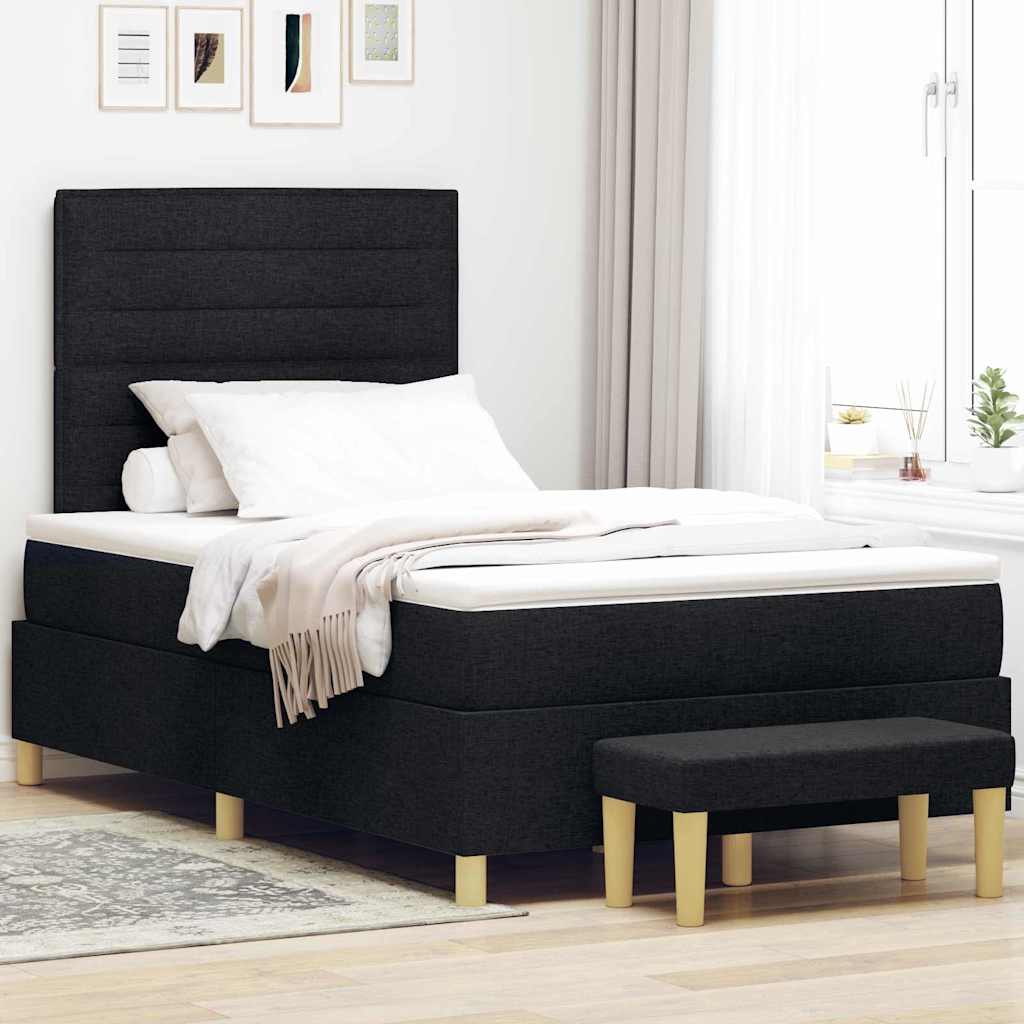 Box spring seng med hovedgærde Sort 190 x 120 cm Stof