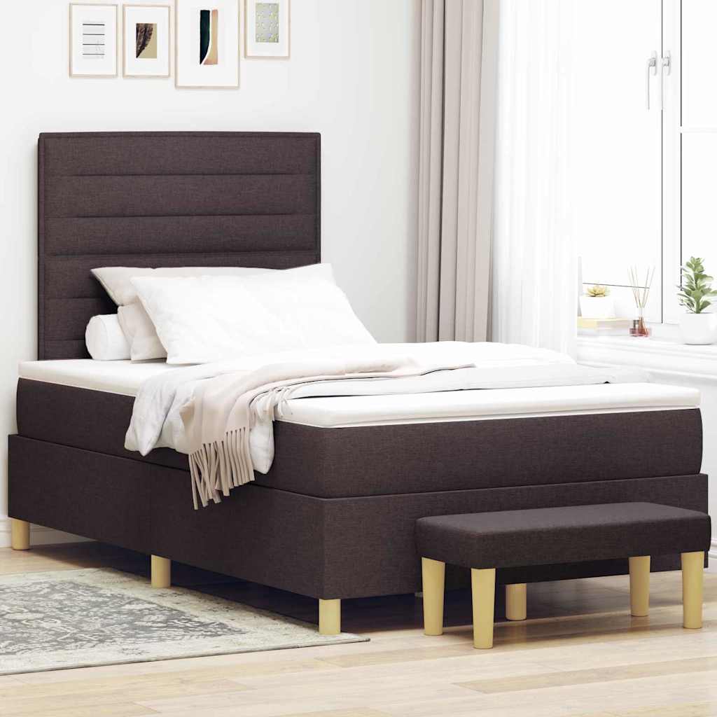 Box spring seng med hovedgærde Mørkebrun 190 x 120 cm Stof
