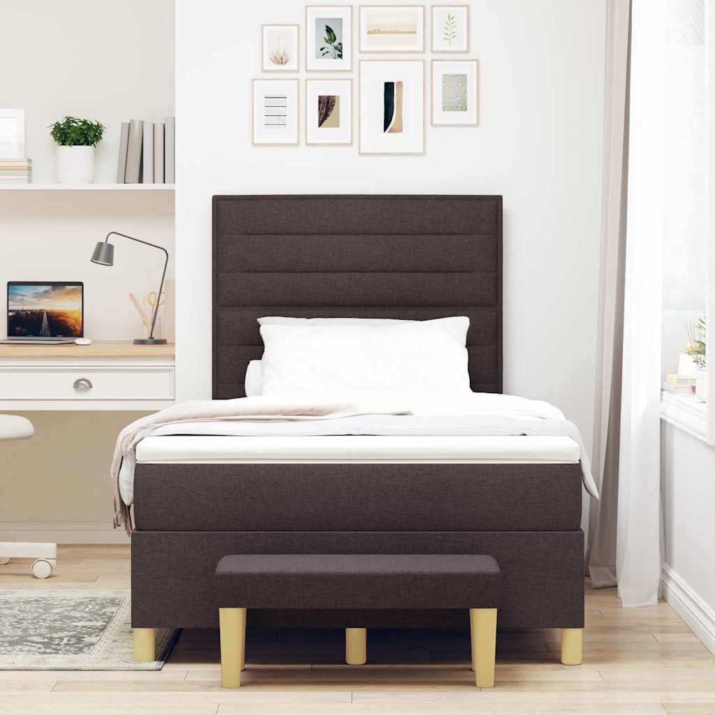 Box spring seng med hovedgærde Mørkebrun 190 x 120 cm Stof