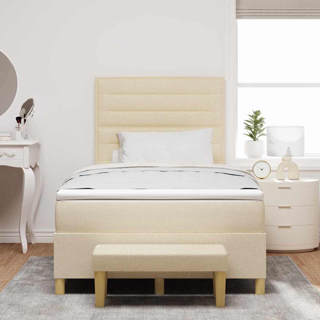 Box spring seng med pude med hovedgærde Creme 190 x 120 cm Stof