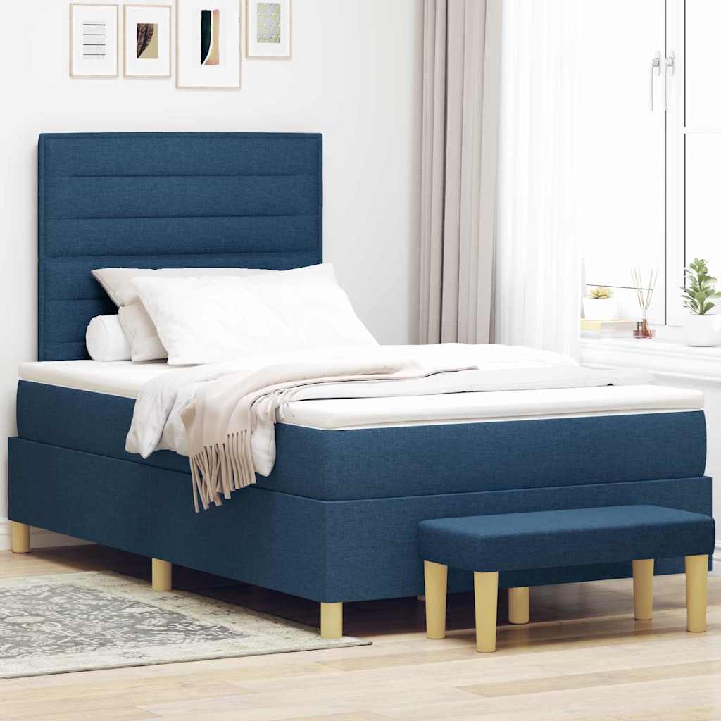 Box spring seng med pude med hovedgærde Blå 190 x 120 cm Stof