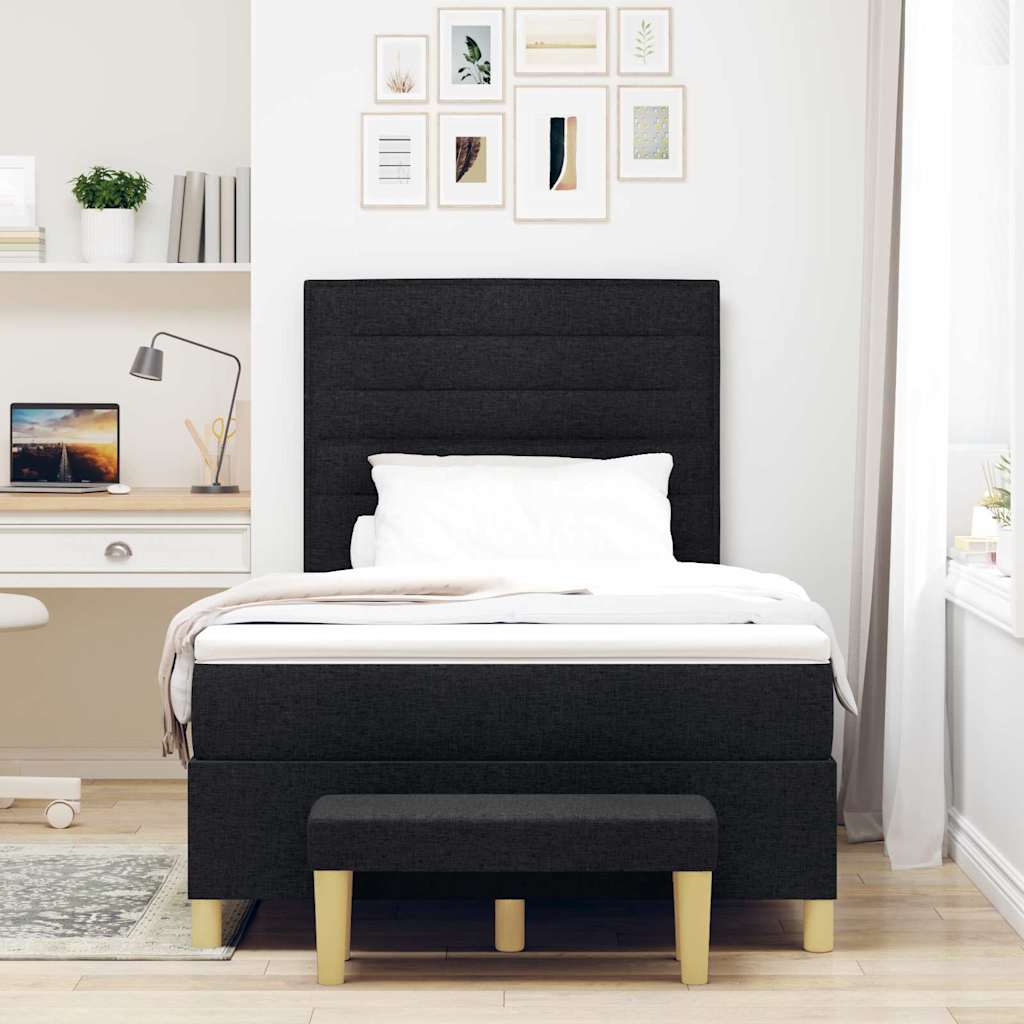 Box spring seng med hovedgærde Sort 200 x 120 cm Stof