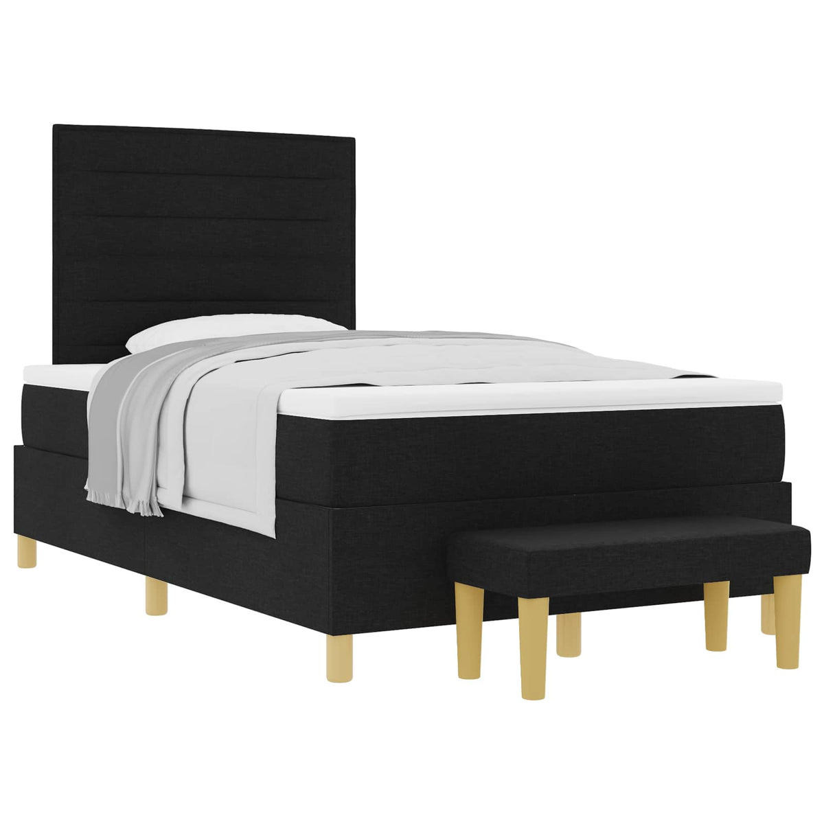 Box spring seng med hovedgærde Sort 200 x 120 cm Stof