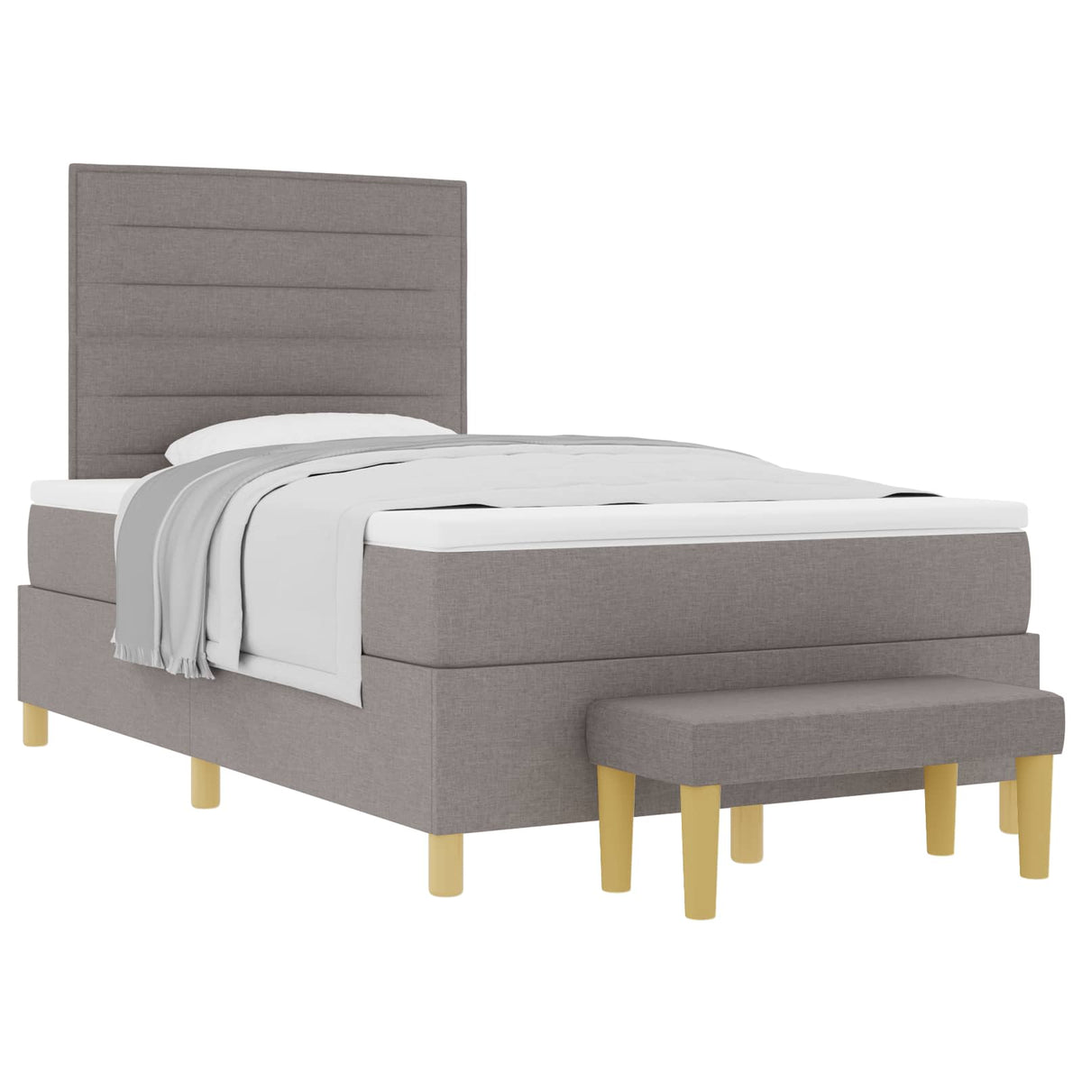 Box spring seng med hovedgærde Gråbrun 200 x 120 cm Stof