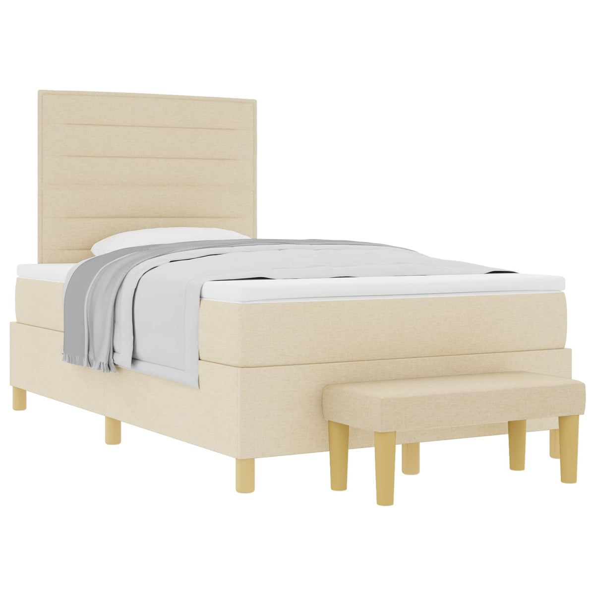 Box spring seng med hovedgærde Creme 200 x 120 cm Stof