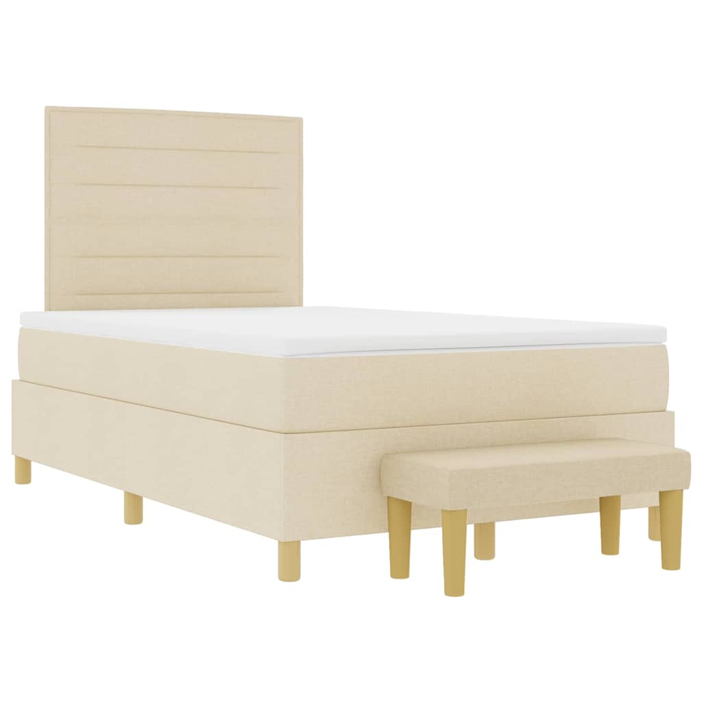Box spring seng med hovedgærde Creme 200 x 120 cm Stof