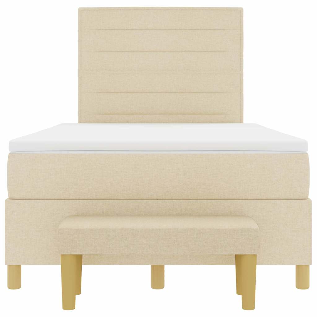 Box spring seng med hovedgærde Creme 200 x 120 cm Stof