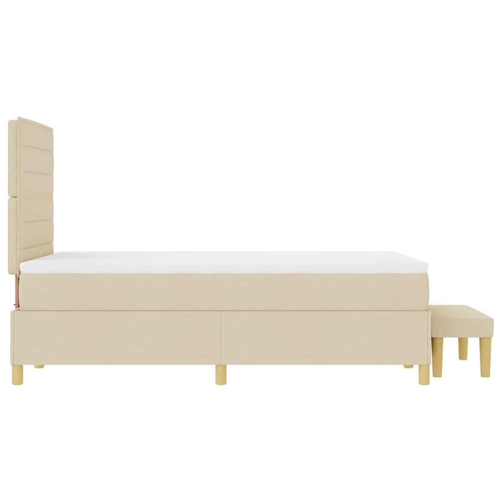 Box spring seng med hovedgærde Creme 200 x 120 cm Stof