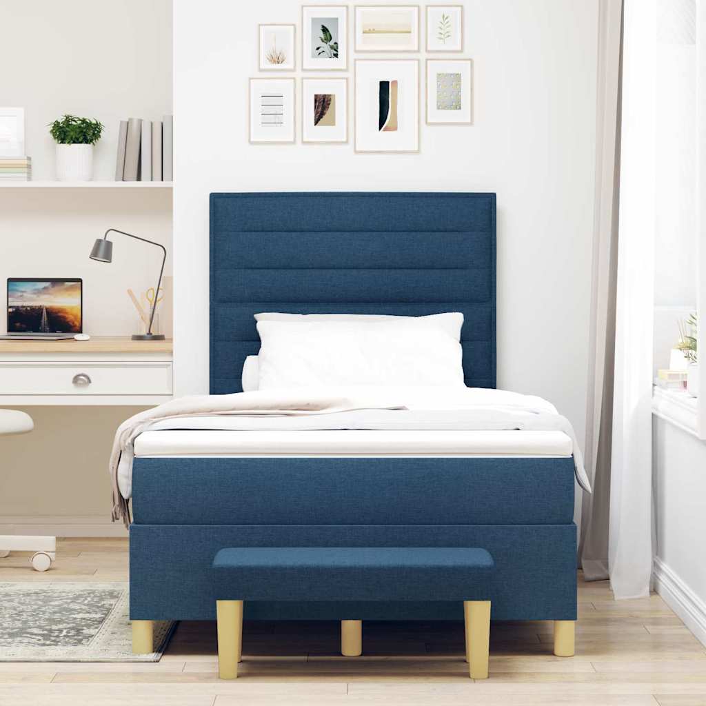 Box spring seng med hovedgærde Blå 200 x 120 cm Stof