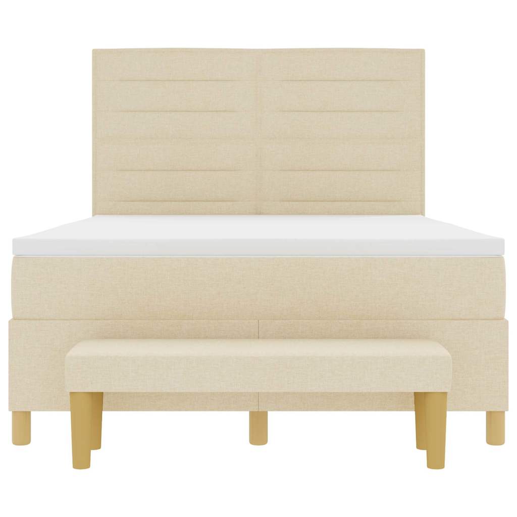 Box spring seng med hovedgærde Creme 190 x 140 cm Stof