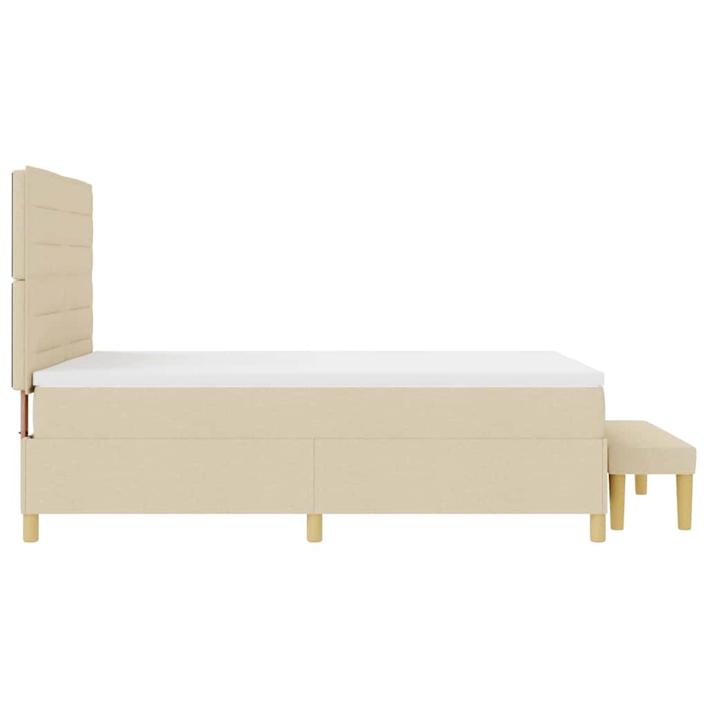 Box spring seng med hovedgærde Creme 190 x 140 cm Stof