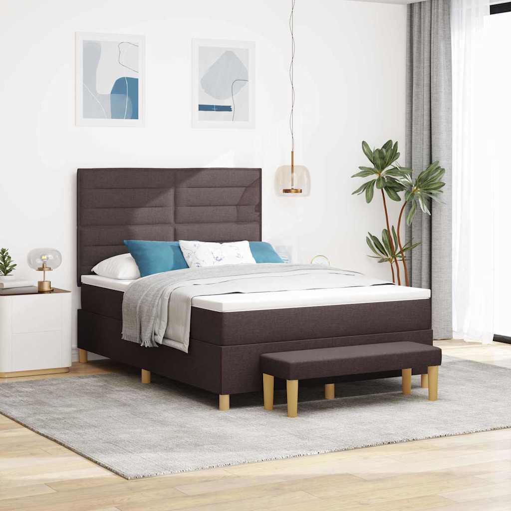 Box spring seng med hovedgærde Mørkebrun 200 x 140 cm Stof